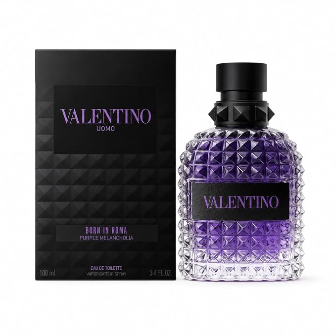 Valentino Born in Roma Uomo Purple Melancholia Eau de Toilette 3.4 fl. oz – Modern Aromatic Woody Fragrance for Men