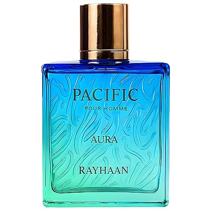 Rayhaan Pacific Aura - Citrus, Aromatic, Mint, Amber, Fresh - Eau de Parfum Spray for Men, 3.4 Ounce / 100 ml