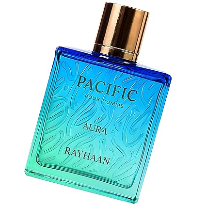 Rayhaan Pacific Aura - Citrus, Aromatic, Mint, Amber, Fresh - Eau de Parfum Spray for Men, 3.4 Ounce / 100 ml