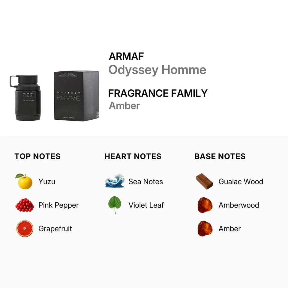 Odyssey Homme Armaf for Men – 3.4 oz Eau de Parfum Spray