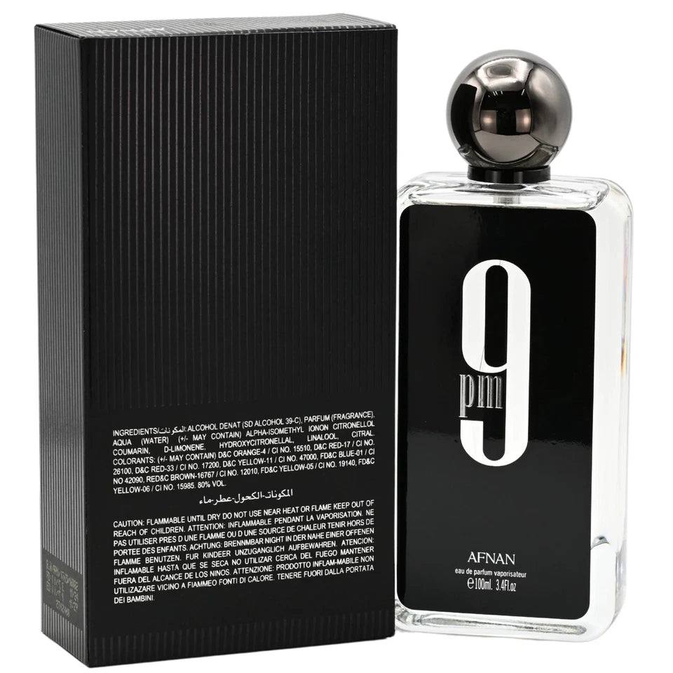 9 PM by Afnan Cologne for Men EDP 3.3 / 3.4 oz New in Box
