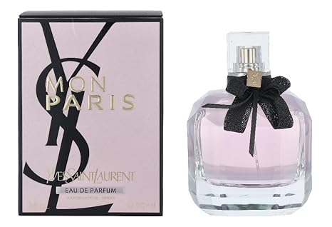 YSL Mon Paris perfume bottle and packaging on a white background