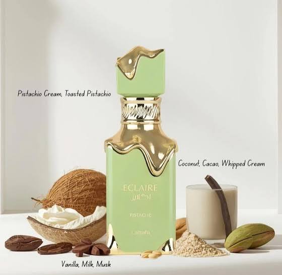 Lattafa Eclaire Pistache Eau De Parfum 100ml – A Creamy Pistachio Gourmand Fragrance with Long-Lasting Elegance